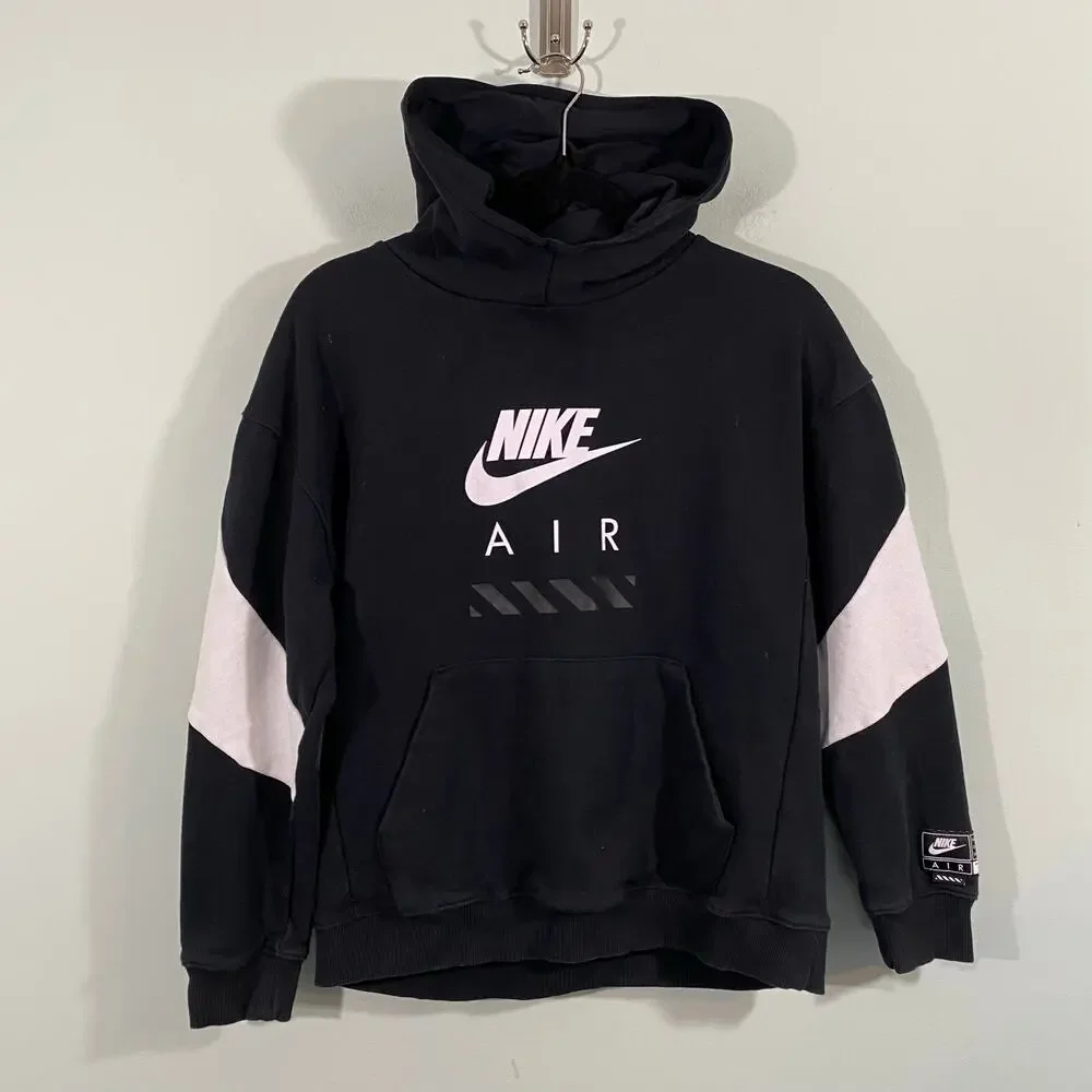 Nike Air Youth Black Graphic Fleece Grade School Lifestyle Hoodie Sz XL #HF8812